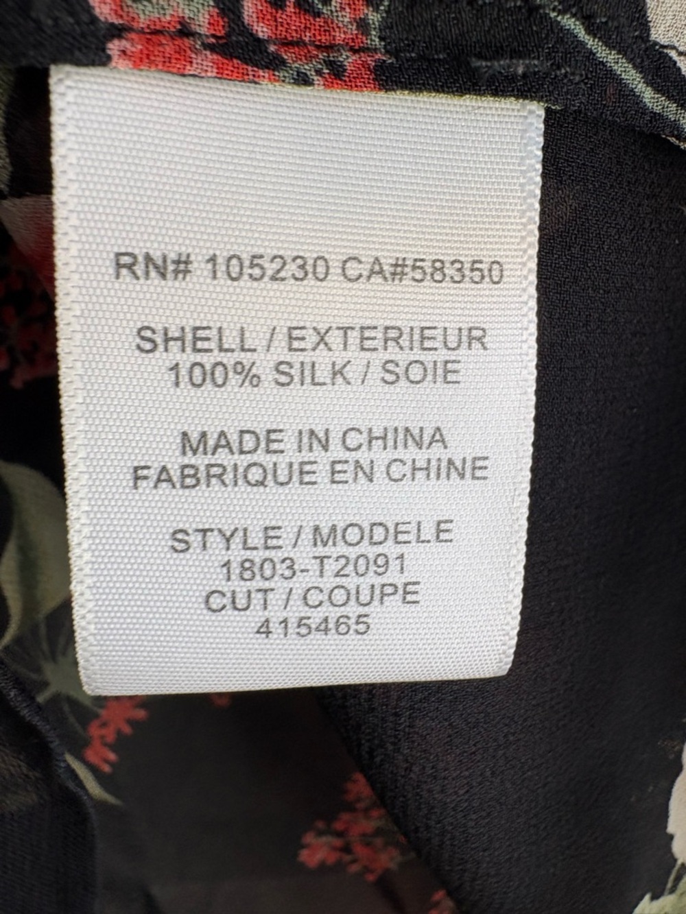Joie Silk Black Sheer Floral V-Neck Skirt with Red and Cream Blooms - Picture 11 of 11